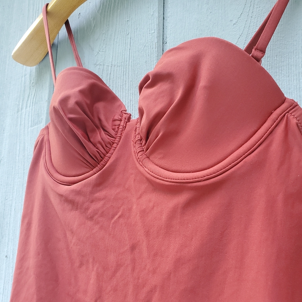 HP🎉 J. Crew Underwire Tankini Swim Top Rust Sz 0 - Picture 12 of 12